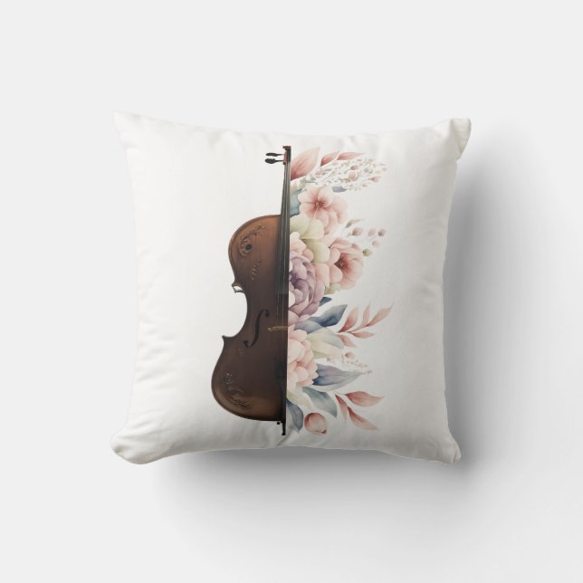 Almofada Violino com flores. (Frente)