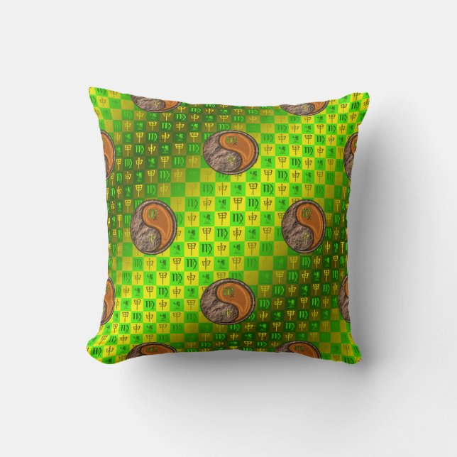 Almofada Virgem & Macaco de Madeira (Frente)