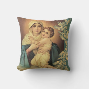 Almofada Virgem Madonna Mary com Jesus Bebê