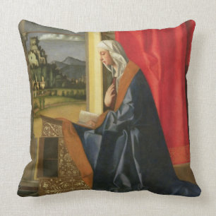 Almofada Virgem Maria, do diptych do aviso (óleo sobre