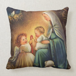 Almofada Virgem Maria do Natal com criança & anjo do cristo