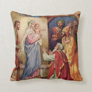 Almofada Virgem Maria, três reis, Jesus, St Joseph, Magi