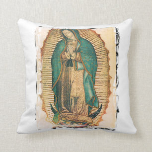 Almofada Virgen de Guadalupe com quadro áspero