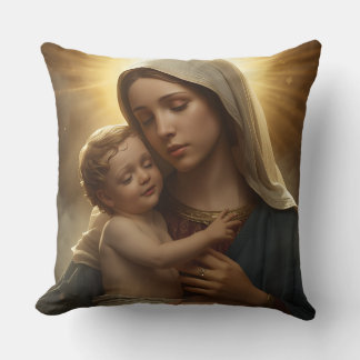 Almofada Virgin Mary and Baby Jesus Throw Pillow