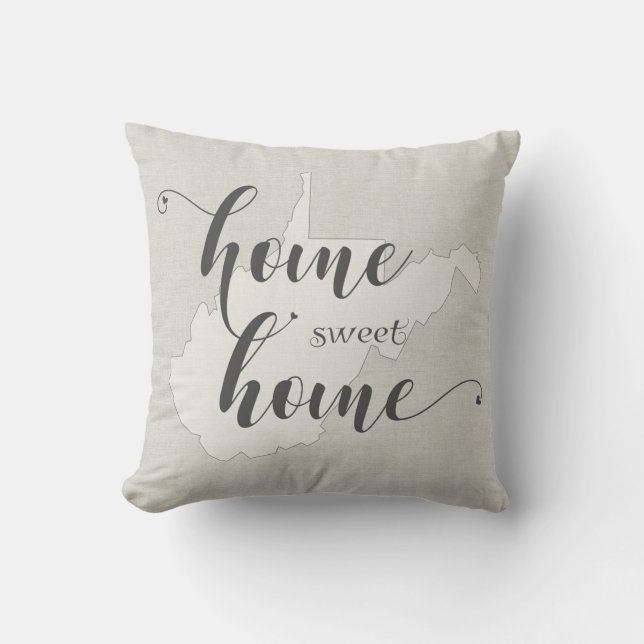 Almofada Virgínia Ocidental - Home Sweet Home Burlap look (Frente)