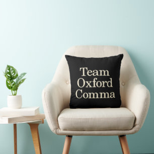 Almofada Vírgula de Oxford Humor Citação Engraçada Preta