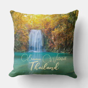Almofada Visão de queda de Erawan Waterfall Tailândia