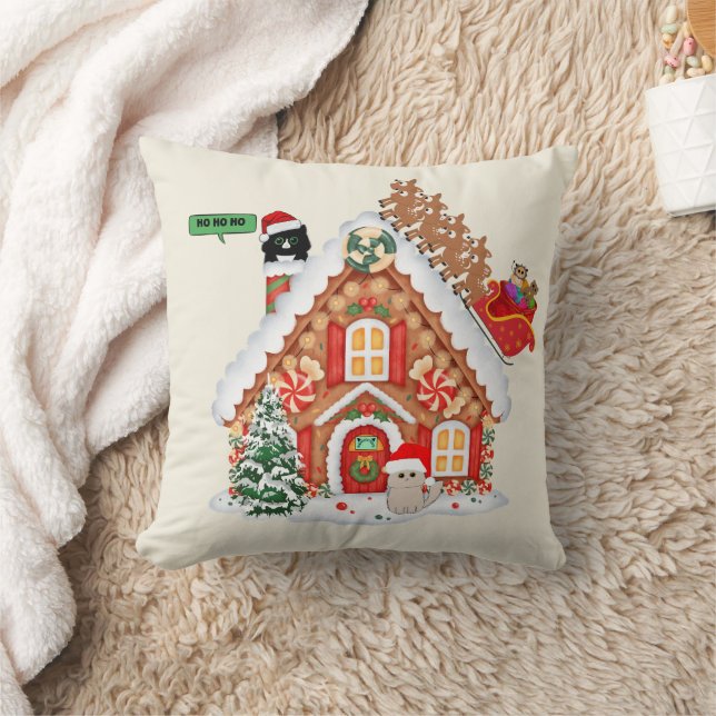 Almofada Visita de Natal Impressionante de Gato e Amigos Pa (Cobertor)