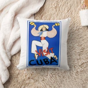 Almofada Visite Havana, Cuba, Cartaz de Viagem Vintage Mara