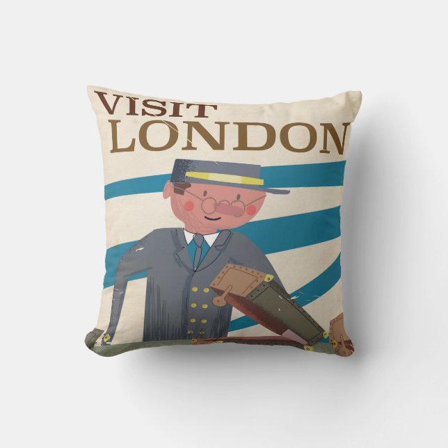 Almofada Visite London viagens vintage (Frente)