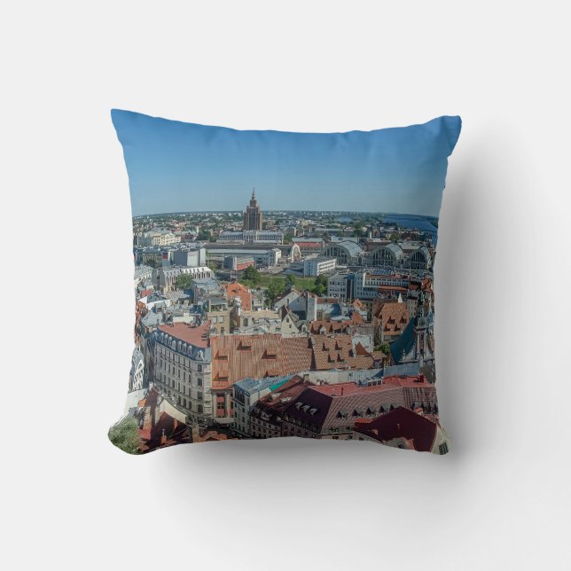 Almofada Vista da cidade antiga de Riga de cima (Frente)
