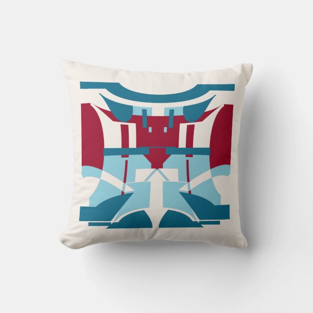 Almofada Vista de Arte Amarela Azul Turquesa Azul (Frente)