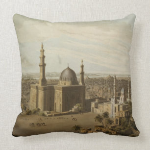 Almofada Vista do Cairo grande, gravada por Daniel Havell