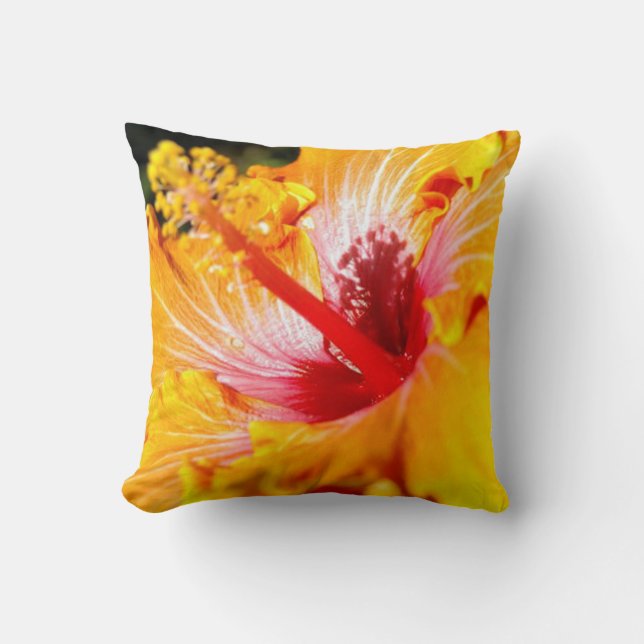 Almofada Visualização Lado do Hibiscus Laranja (Frente)