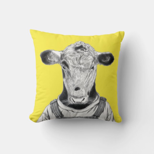 Almofada Vitelo em Dungaree (Amarelo retrô) (Frente)