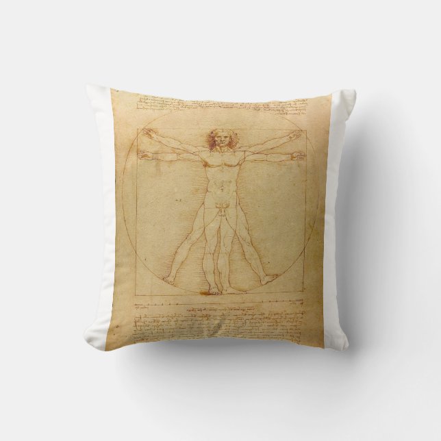 Almofada Vitruvian Man by Leonardo da Vinci (Frente)