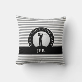 Almofada Viva o Golfe Monograma Para Ele Cinza Preto Golfis