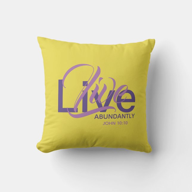 Almofada VIVE ABUNDANTANTEMENTE Christian Abundant Life Yel (Frente)
