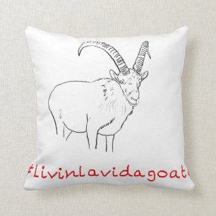 Almofada Vivendo La Vida Goata Desenho de Arte de Cabra Eng