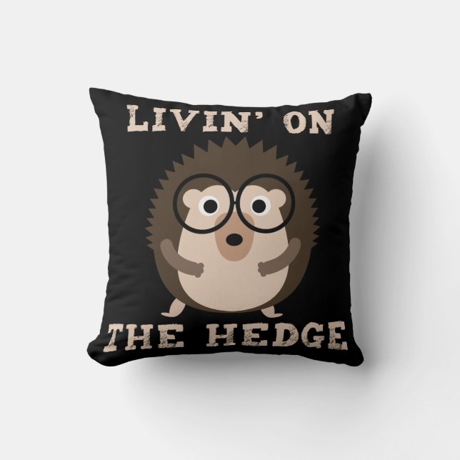Almofada Vivendo no Hedge Funny Hipster Hedgehog (Frente)
