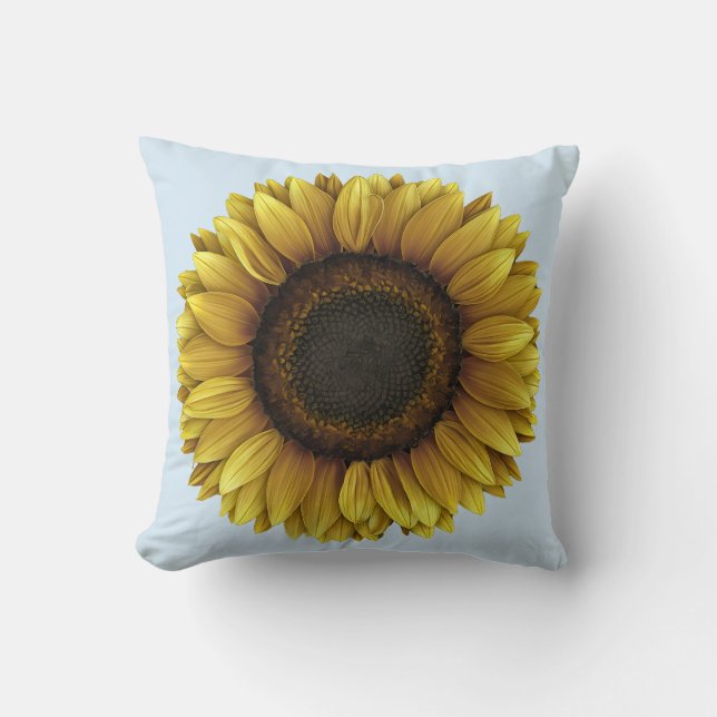Almofada Vivid Sunflower Botanical Art Design (Frente)