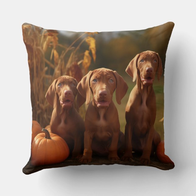 Almofada Vizsla Puppy Autumn Delight Pumpkin (Verso)