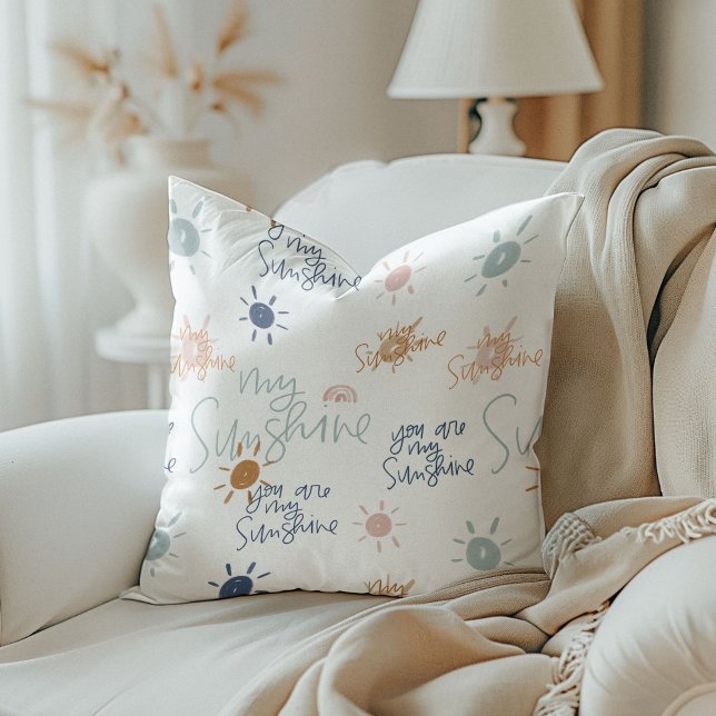 Almofada Você é o meu Sol na Terra Tons Reversível (You Are My Sunshine in Earth Tones Reversible Throw Pillow)