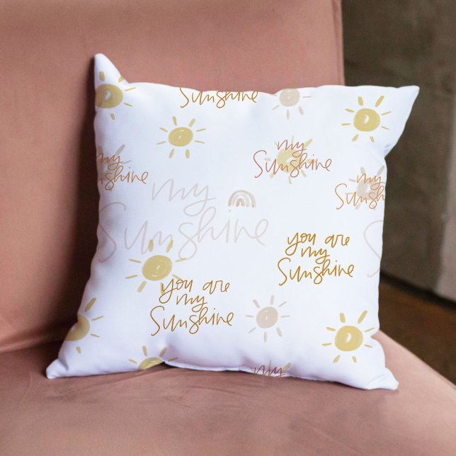Almofada Você é o meu Sol no Reversível Amarelo (You Are My Sunshine in Yellow Reversible Throw Pillow)