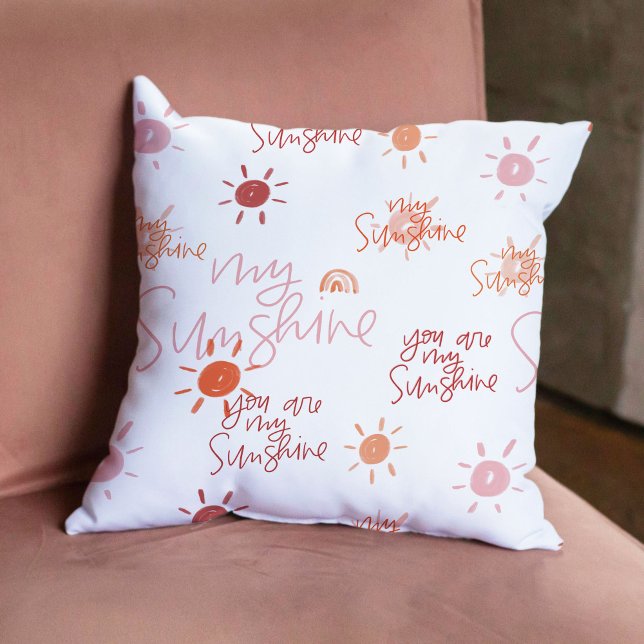 Almofada Você é o meu sol no verso vermelho (You Are My Sunshine in Red Reversible Throw Pillow)