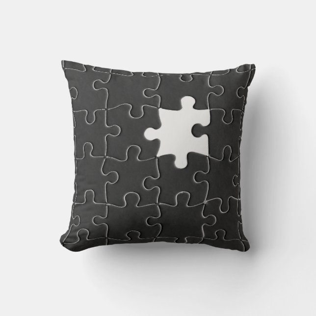 Almofada Você Me Completa Jigsaw Romântico Preto e Branco (Frente)