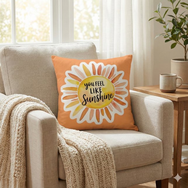 Almofada Você Se Sente Como Travesseiro decorativo De Sol (Empower someone special with this, "You feel like sunshine" pillow! )