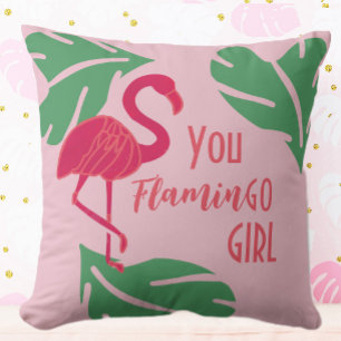 Almofada Você Vai Garota Tropical Rosa Flamingo