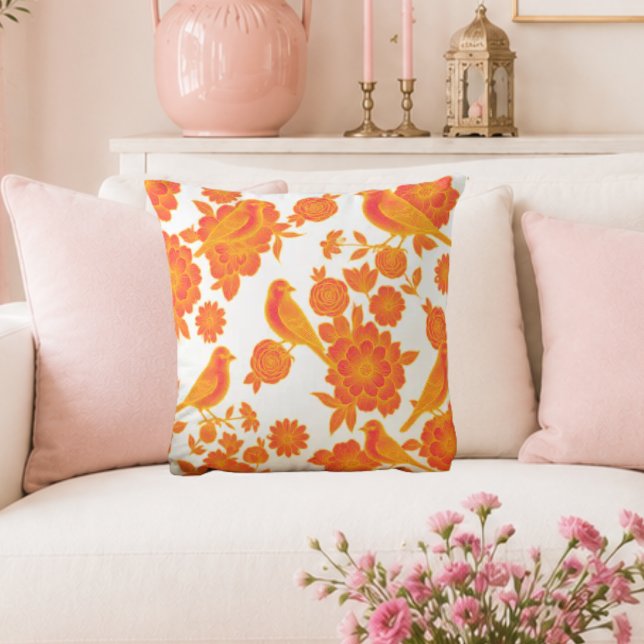Almofada Vol Soft Pink 🌸 Floral Pássaro (Criador carregado)
