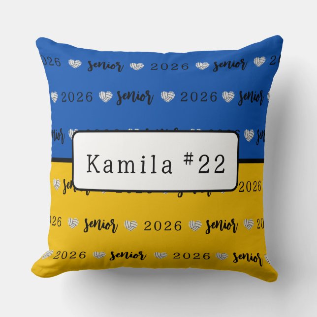 Almofada Volei Personalizado Senior Azul e Amarelo  (Frente)