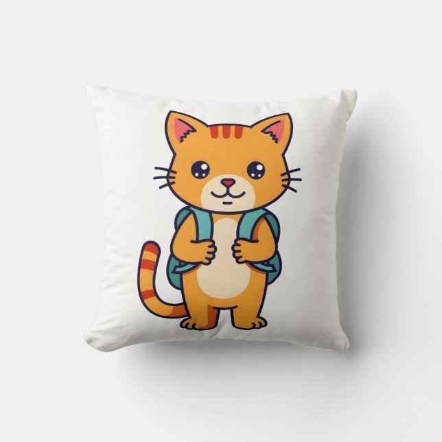 Almofada Voltar ao Gatinho escolar - n.o 10 (Frente)