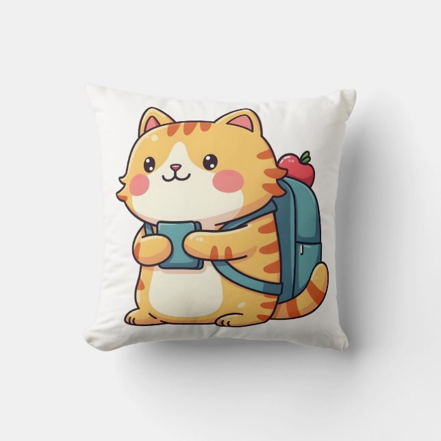 Almofada Voltar ao Gatinho escolar - não4 (Frente)