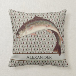 Almofada Voo Pesca Vintage Voa Truta Arco-Íris