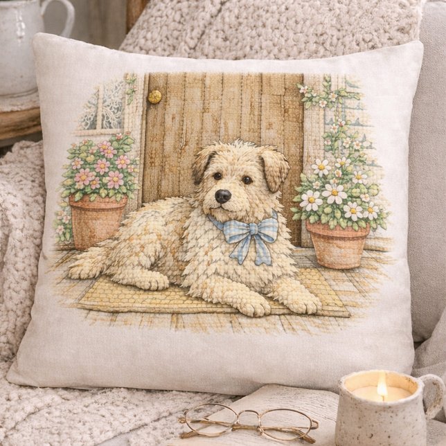 Almofada Vovó Cachorro Núcleo Antigo Jardim da Casa de Camp (dog throw pillow, puppy cushion, cottagecore pillow, farmhouse pillow, vintage dog decor, rustic )