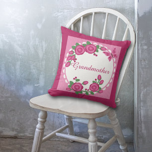 Almofada Vovó do Quadro Floral Rosa