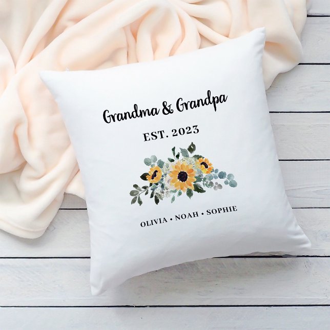 Almofada Vovó e vovô | Girassol e nomes russos (A simple, rustic pillow keepsake for your grandma and grandpa)