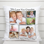 Almofada Vovó, Nós Te Amamos Foto<br><div class="desc">Celebre a vovó com este travesseiro branco de colagem de fotos personalizado. Você pode personalizar com seis fotos familiares de netos, familiares, animais de estimação, etc, e personalizar a expressão para "Eu te amo" ou "Nós te amamos", e se ela é chamada de "vovó", "vovó", "mãe", etc. Você também pode...</div>