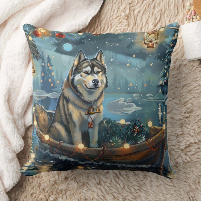 Almofada Voyage festiva de Natal Malamute no Alasca (Cobertor)