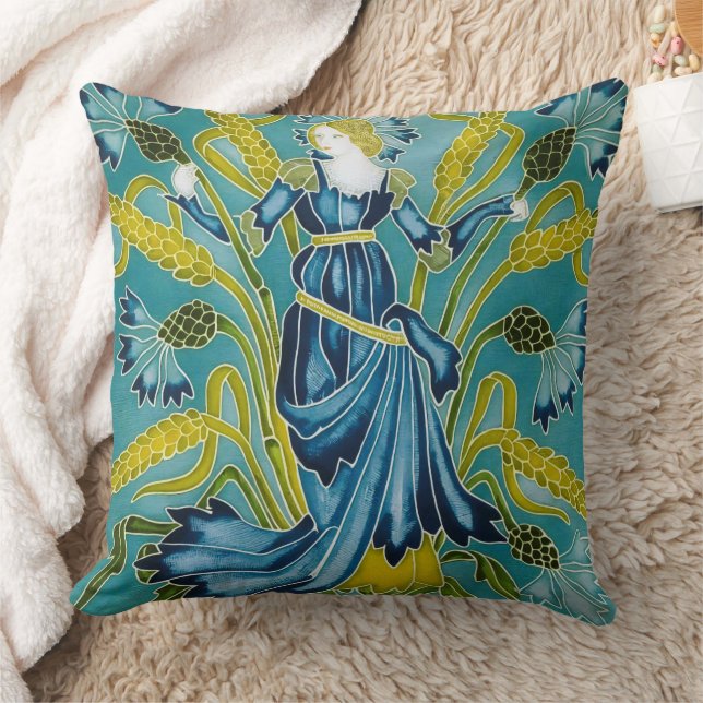 Almofada Walter Crane Cornflower Azul Artes e Ofícios (Cobertor)