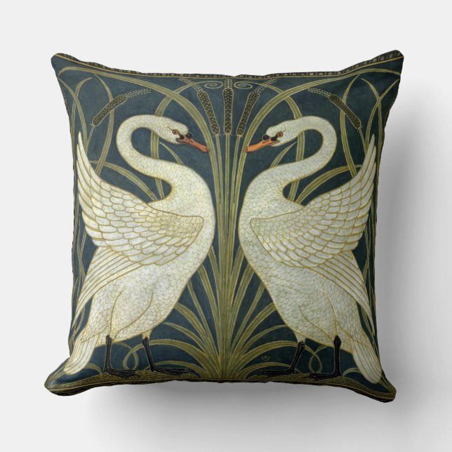 Almofada Walter Crane Swan & Rush and Iris Victorian  (Frente)
