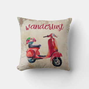 Almofada Wanderlust - Patinete Red Watercolor Vintage Chi