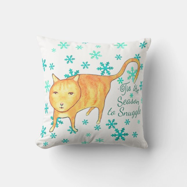 Almofada Warm Fuzzies & Winter Flurries Christmas Cat (Frente)