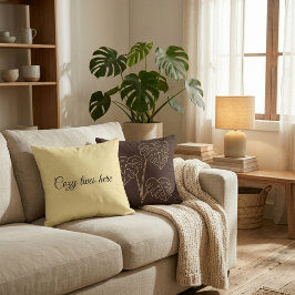 Almofada Warm Minimalist Botanical Throw Pillow - 90s Retro