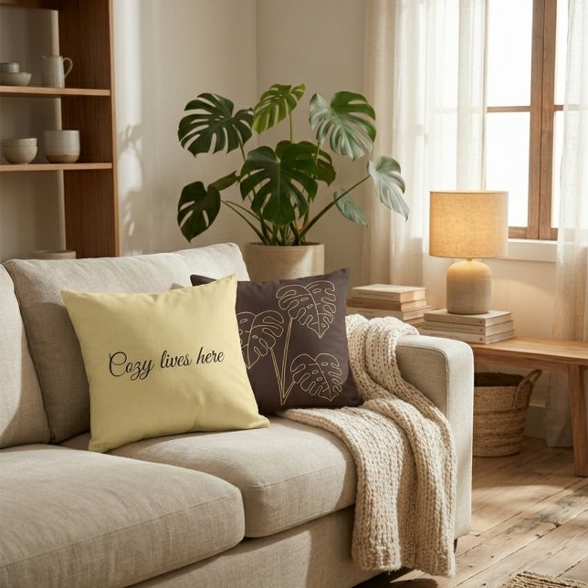 Almofada Warm Minimalist Botanical Throw Pillow - 90s Retro (Criador carregado)