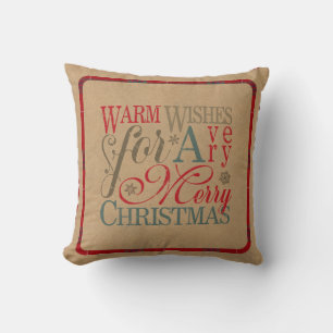Almofada Warm Wish Typografia Kraft & Tartan Red ID589