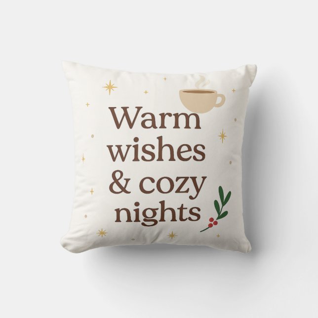 Almofada Warm Wishes & Cozy Nights – Minimalist Holiday  (Frente)